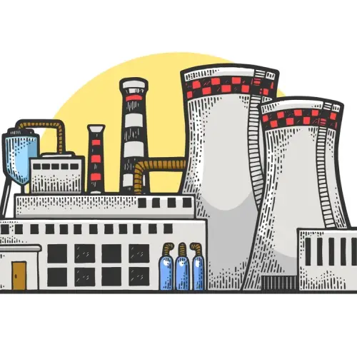 Drawing of a nuclear power plant