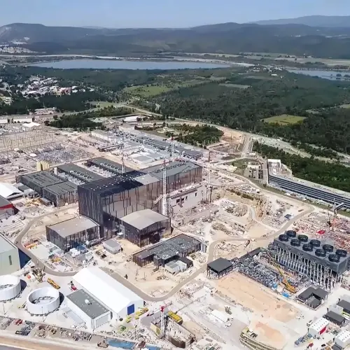Aerial view of ITER construction in 2020
